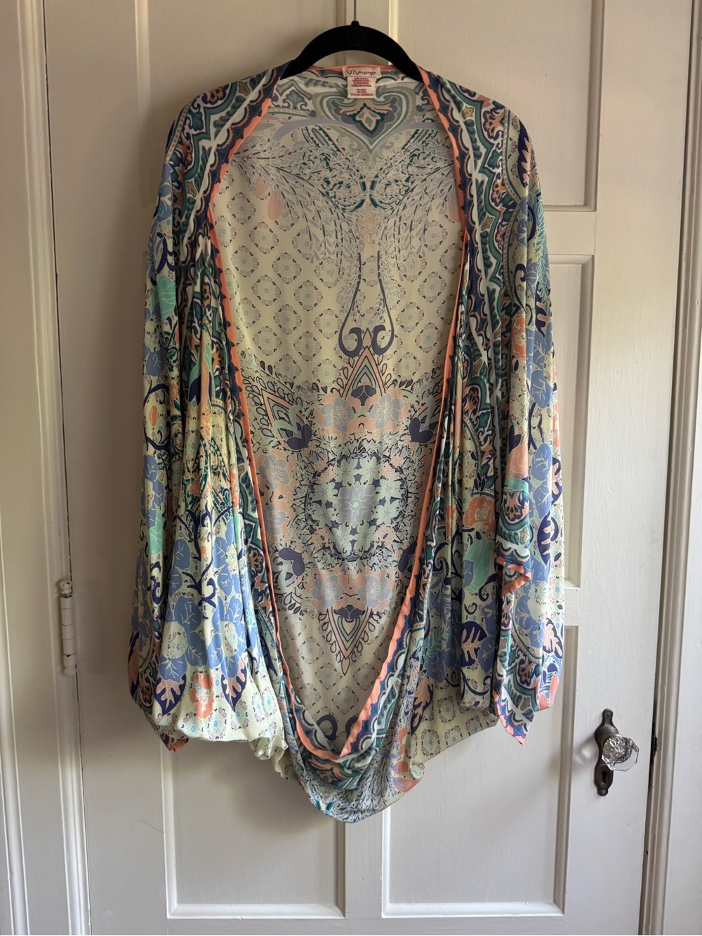 Maya Pastel Paisley Draped Kimono in Blue, Mint & Peach
